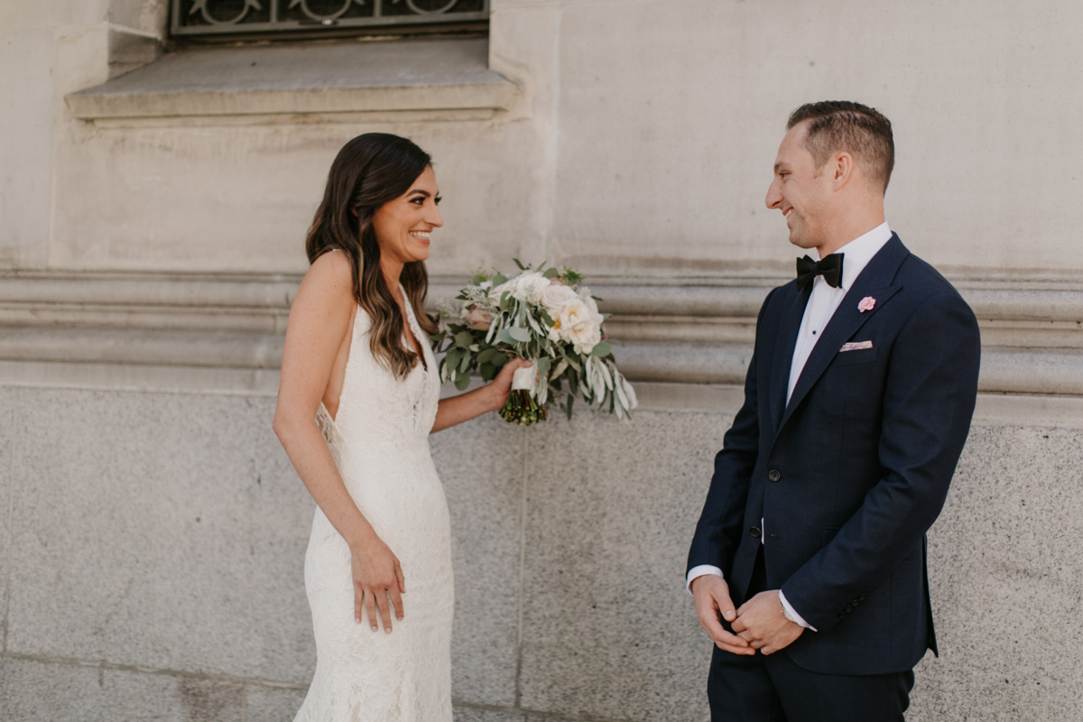 fairmont hotel vancouver bride and groom first look