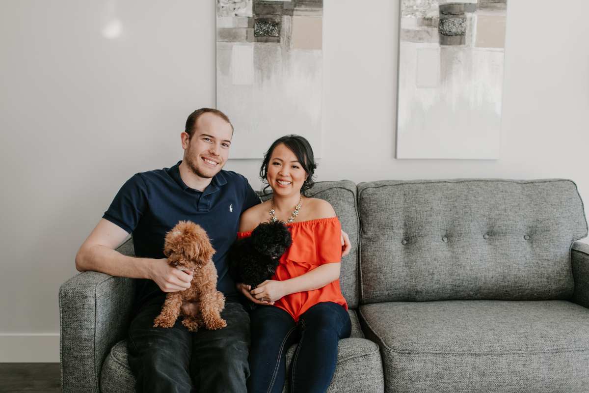 vancouver engagement session at home with dogs